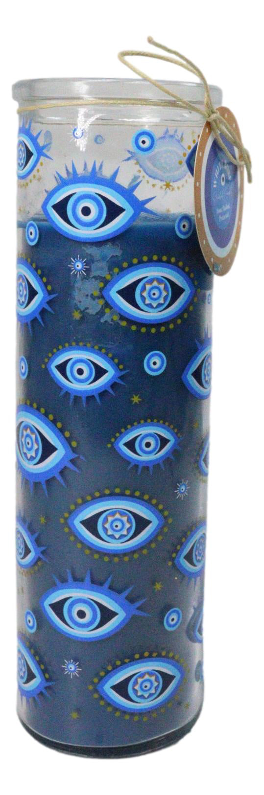 Ebros Wicca All Seeing Eye White Rose Scented Candle in Glass Tube 8.25 Inch