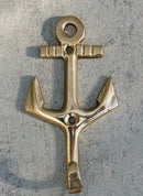 Set of 2 Brass Vintage Maritime Sailor Nautical Ocean Sea Ship Anchor Wall Hooks