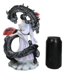 Legends Oriental Black Dragon King With Red Fans Geisha Dancer Fairy Figurine