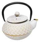 Rustic White Tokusa With Gold Patterns Petite Cast Iron Teapot 10oz Tea Pot