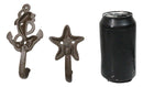 Pack of 6 Cast Iron Marine Sea Horse Anchor Lighthouse Starfish Shell Wall Hooks