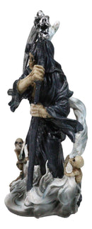 Black Death Plaque Grim Reaper Holding Scythe With Dead Soul Spirits Figurine