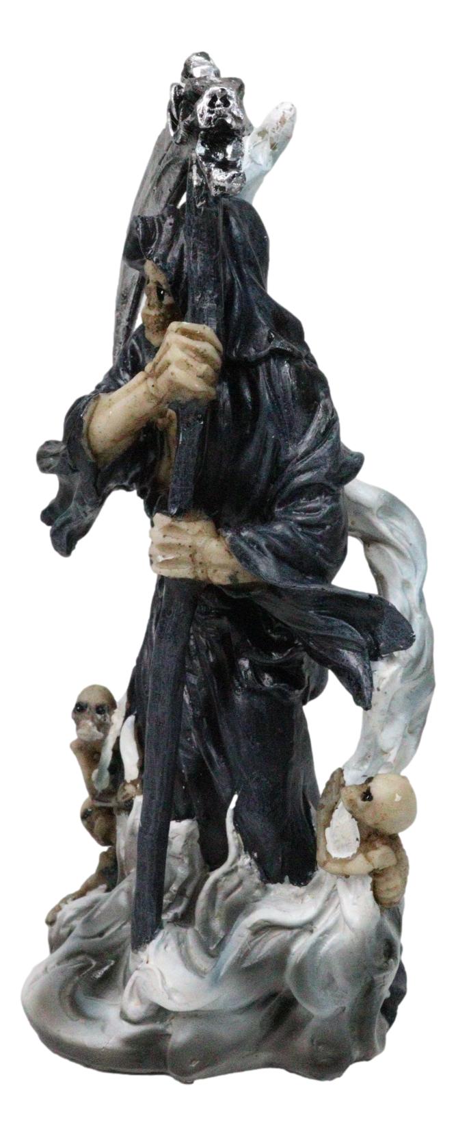 Black Death Plaque Grim Reaper Holding Scythe With Dead Soul Spirits Figurine