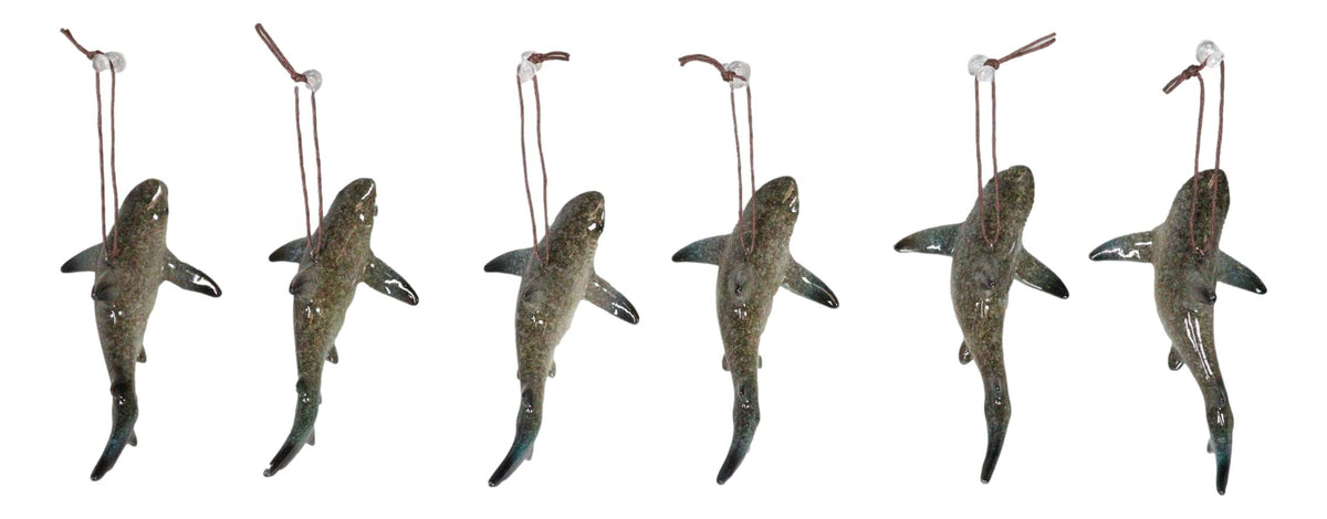 Set Of 6 Great White Sharks Ocean Marine Wall Hanging Decor Tree Ornaments