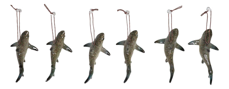 Set Of 6 Great White Sharks Ocean Marine Wall Hanging Decor Tree Ornaments