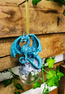 Ruth Thompson Blue Riptide Dragon On Pearl Glass Ball Ornament Figurine 5"H