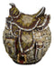 Rustic Western Brown Cowboy Horse Saddle Floral Wicker Design Coin Piggy Bank