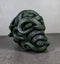 Aztec Quetzalcoatl Green Slithering Snake Serpents Cranium Skull Figurine
