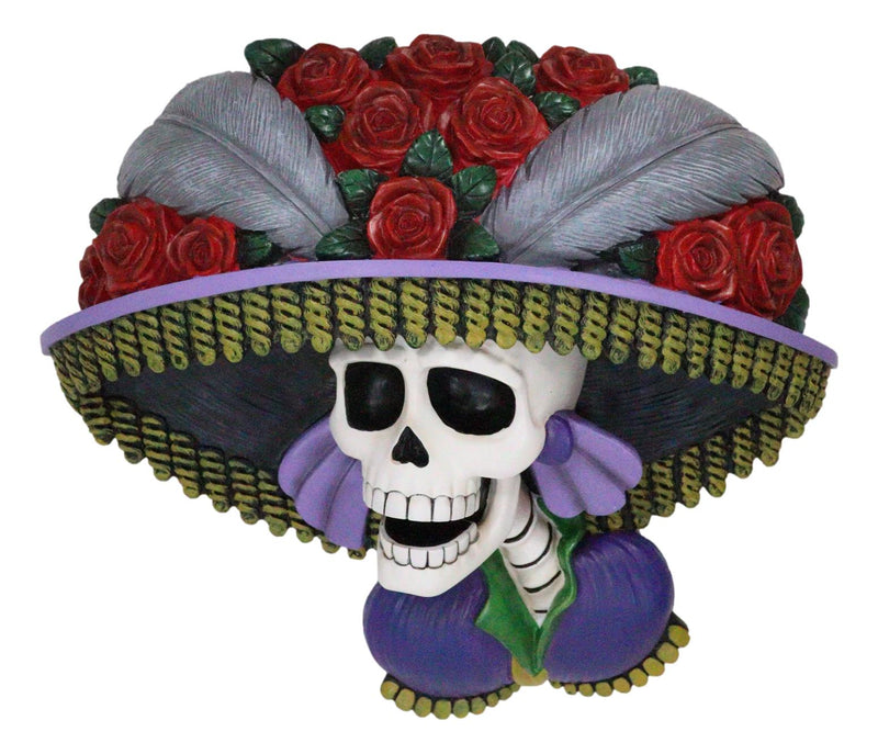 Day of The Dead Colorful Roses Hat La Calavera Catrina Sugar Skull Wall Decor
