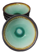 Pack Of 6 Crackle Green Midori Kannyu Ceramic Large Ramen Soup Bowls 47oz