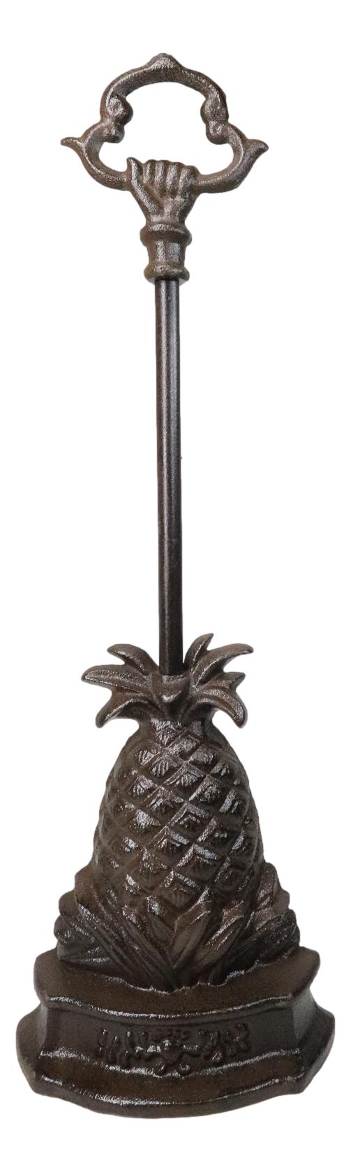 Rustic Cast Iron Tropical Pineapple Door Stop Or Porter With Long Handle