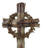 Rustic Via Dolorosa Calvary Crown of Thorns and Nails Faux Wooden Wall Cross