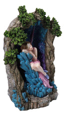 Sleeping Pink Fairy On Blue Crystals Enchanted Tree LED Backflow Incense Burner