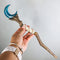 Wicca Witchcraft Sorcerers Fantasy Crescent Moon Dendritic Branch Magic Wand