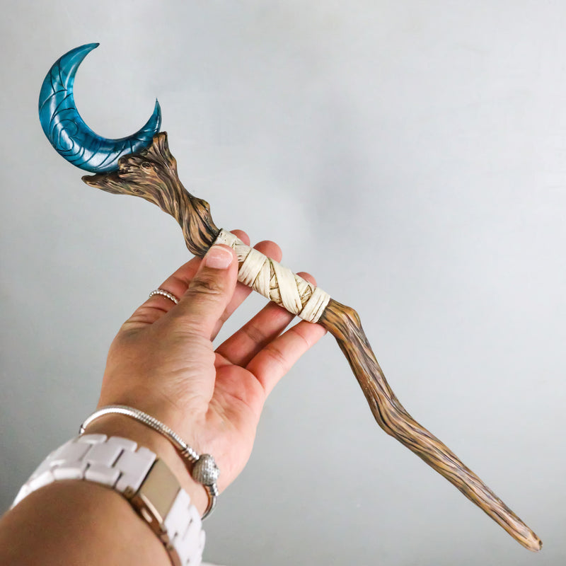 Wicca Witchcraft Sorcerers Fantasy Crescent Moon Dendritic Branch Magic Wand