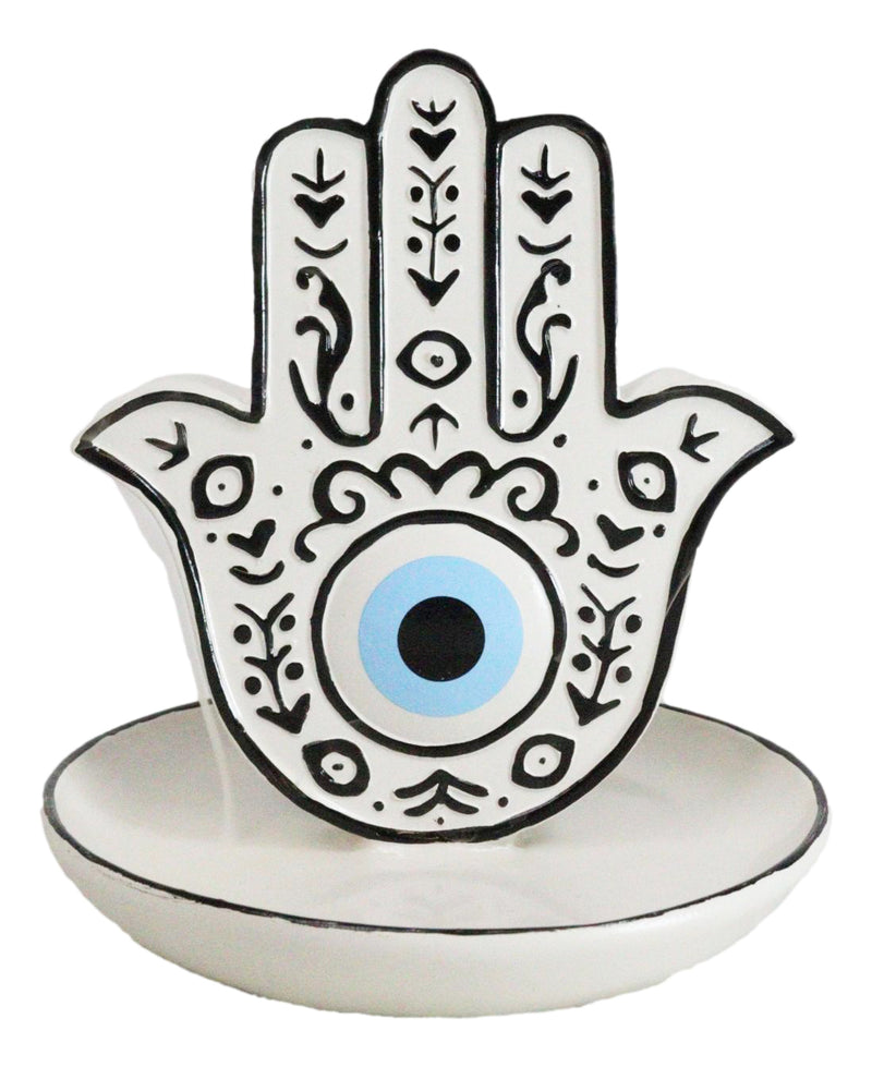 Wicca Hand of God Hamsa Palm Evil Eye Ceramic Backflow Incense Holder Figurine