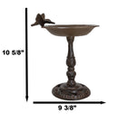 Rustic Cast Iron Hummingbird On Flower Dish Garden Bird Feeder Bath 10.5"H