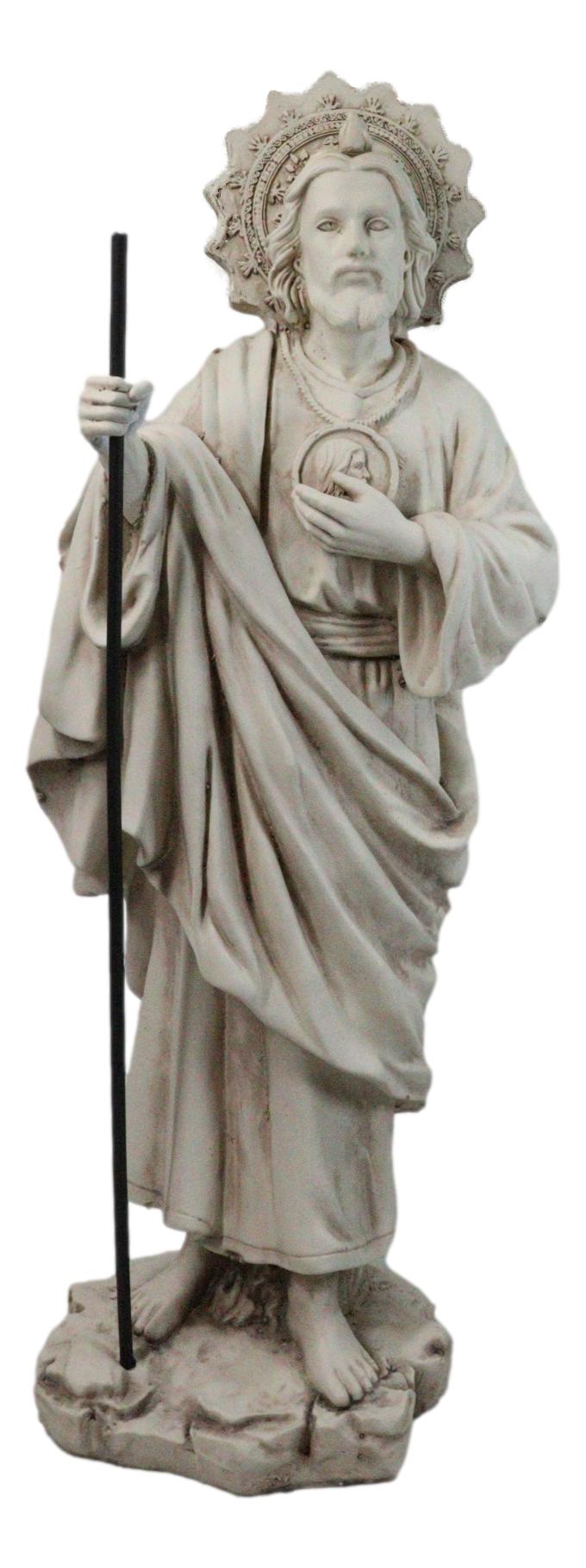 Catholic Church Saint Jude with Staff and Medal Large Outdoor Statue 24" Tall - Ebros Gift