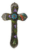 Colorful Floral Blooms And Vines With Southwestern Feathers Wall Cross Plaque