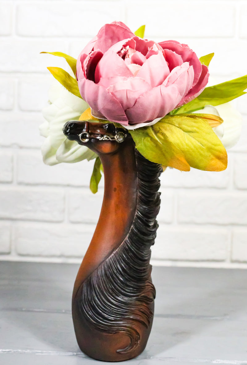 Rustic Western Country Chestnut Horse Decorative Vase Figurine Floral Planter