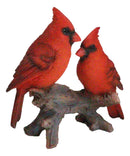 Wildlife Nature 2 Northern Red Cardinal Birds Perching On Branch Figurine