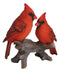 Wildlife Nature 2 Northern Red Cardinal Birds Perching On Branch Figurine