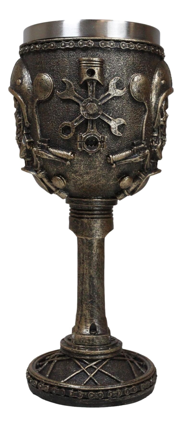 Mechanics Engineering Motohead Aviator Pilot Skeleton Cranium Skull Wine Goblet - Ebros Gift