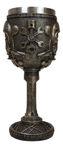 Mechanics Engineering Motohead Aviator Pilot Skeleton Cranium Skull Wine Goblet