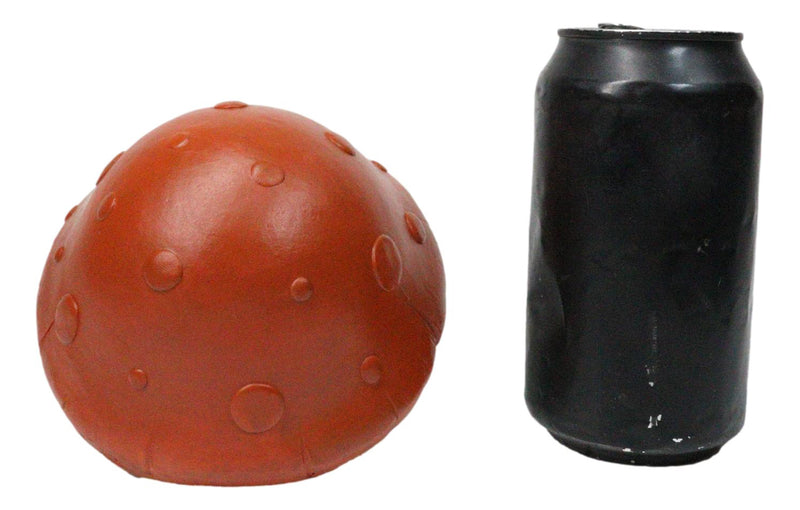 Brown Macabre Toadstool Mushroom Cap Skull With Mini Fungi Figurine 5" L