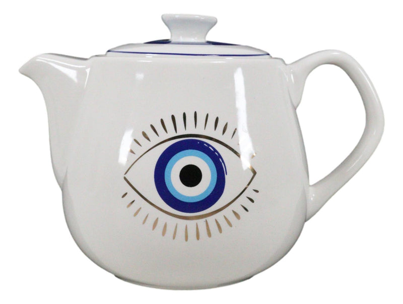 White Gothic Alchemy Porcelain Wicca Evil Eye Of Providence Protection Tea Pot