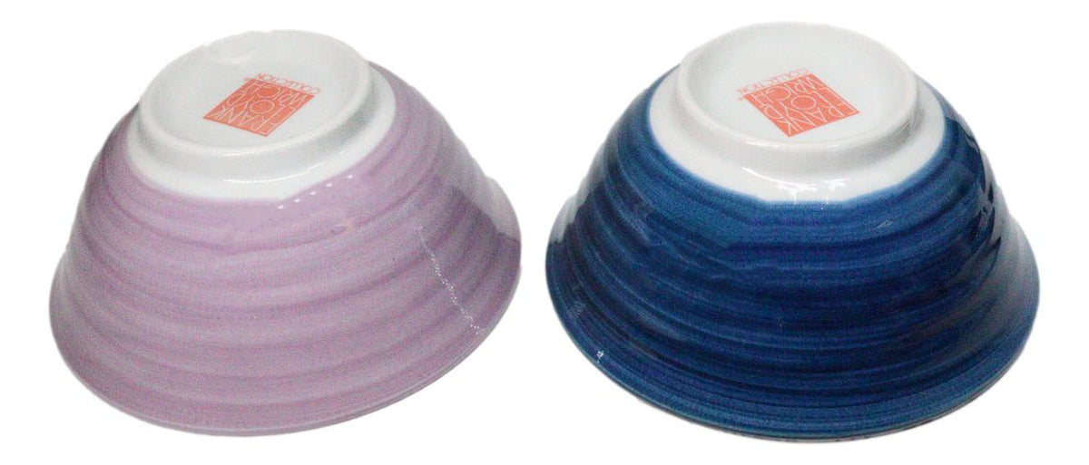 Pack Of 2 Made In Japan FLW April Showers Blue And Purple Porcelain Bowls 18oz