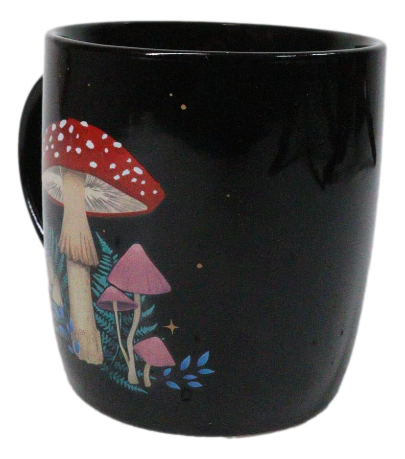 Wiccan Dark Forest Toadstool Mushroom Double Wall Ceramic Coffee Mug 13 Oz