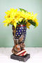 Patriotic USA Military Bald Eagle With American Flag Globe Flower Vase Planter