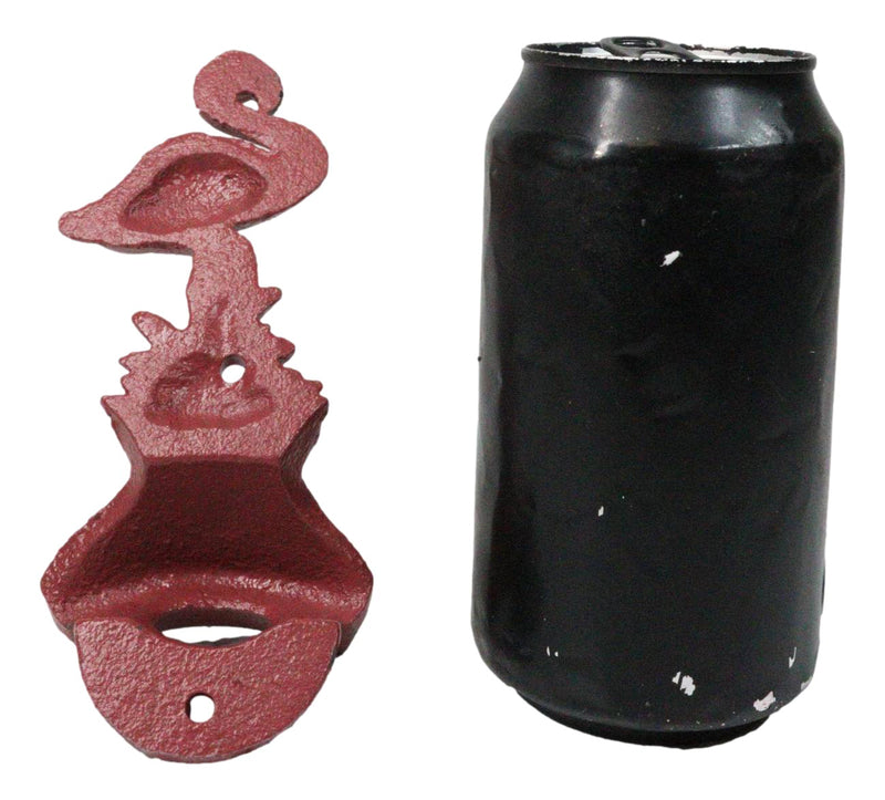 Cast Iron Tropical Bird of Paradise Long Legged Pink Flamingo Wall Bottle Opener