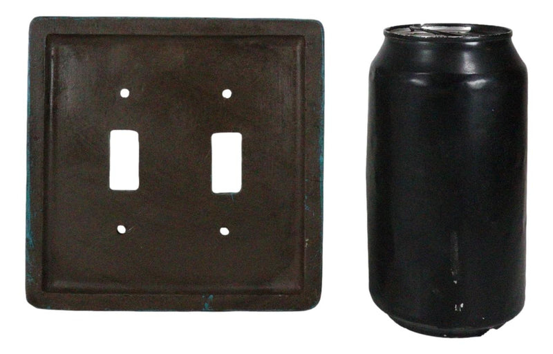 Set of 2 Western Tooled Floral Lace Turquoise Wall Double Toggle Switch Plates