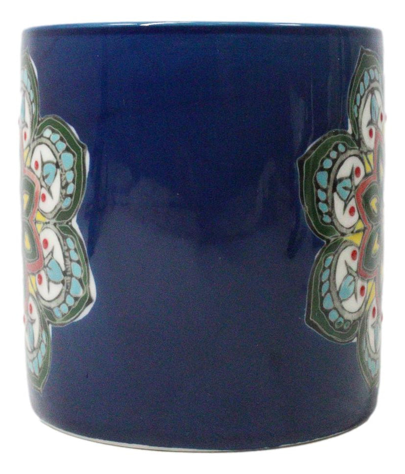 Indigo Ajna Eye Brow Chakra Zen Flower Of Life Mandala Circle Ceramic Mug Cup