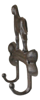 Pack of 2 Cast Iron Rustic Abstract Faithful Dog with Bone Double Wall Hooks