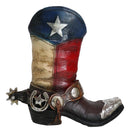 Rustic Western Star Texas Patriot Cowboy Horseshoe Boot With Spur Vase Planter
