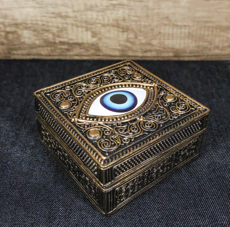 Auspicious Evil Eye Of Providence With Sacred Symbols Square Decorative Box