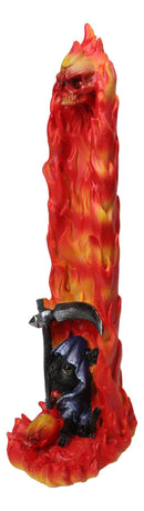 Gothic Grim Reaper Incense Stick Holder Burner Flaming Skull Pillar Ash Catcher