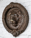 Heavy Cast Iron Rustic Royal Venetian Lion Head Round Decorative Door Knocker