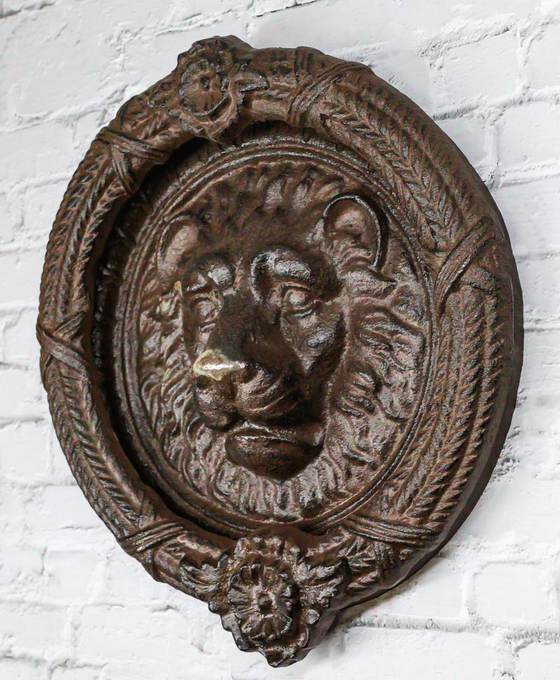 Heavy Cast Iron Rustic Royal Venetian Lion Head Round Decorative Door Knocker