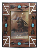 Southwest Boho Native Indian Turquoise Arrows Faux Wooden 4"X6" Picture Frame