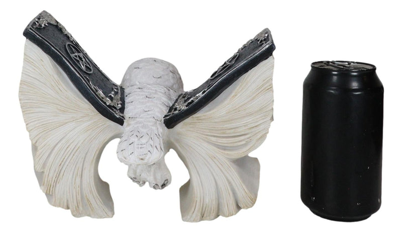 Arctic Magic White Snow Owl Flapping Its Pentagram Spellbook Wings Figurine