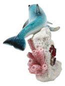 Ocean Dolphin Sea Turtle Clownfish Swimming By Coral Reef Sea Anemone Figurine