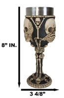 Wisdom Of The Ages See Hear Speak No Evil Skeleton Skulls Wine Goblet Chalice