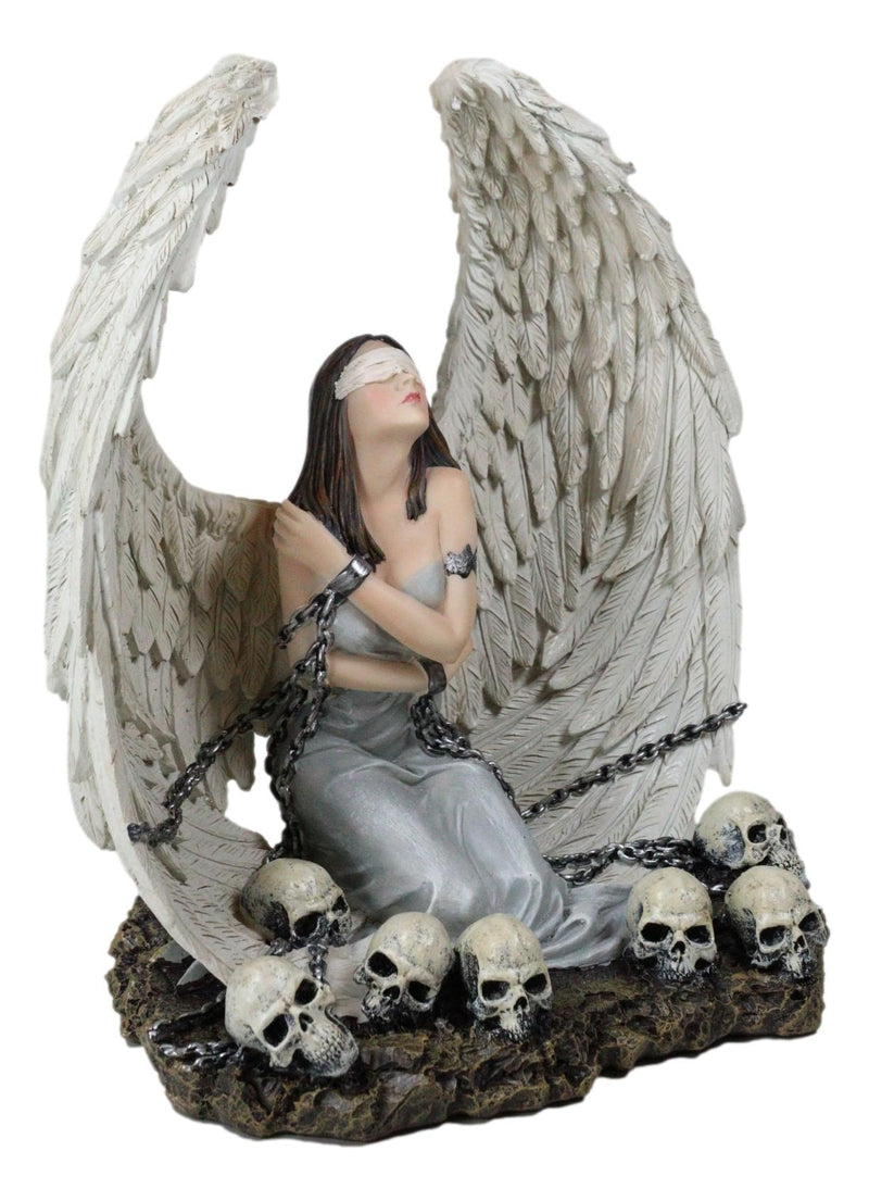 Captive Spirits Blindfolded Purity Angel Tied In Chains By Skulls Figurine