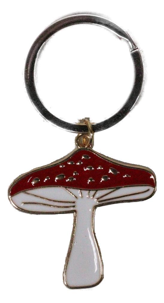 Set of 2 Lucky Toadstool Mushroom Metal Fortune Talisman Keyrings Keychains