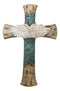 Rustic Western Angel Wings Turquoise Horse And Floral Tooled Leather Wall Cross