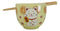 Maneki Neko Lucky Cat Yellow Ceramic Donburi Ramen Soup Bowl With Chopsticks Set